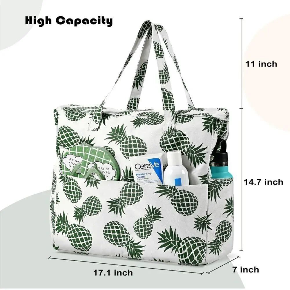 Large Waterproof Zippered Beach Tote - Picture 2 of 6